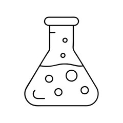 A Simple Line Drawing of an Erlenmeyer Flask Filled with Liquid and Bubbles