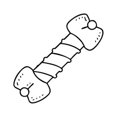 A whimsical illustration of a dog chew toy bone with a spiral design