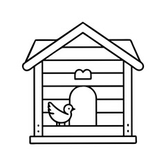 A charming little birdhouse with a cute bird resting outside a wooden structure