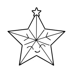 Adorable Cartoon Star Christmas Ornament with Snowflake Design and Happy Face