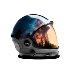 Fototapeta premium • Space helmet with reflection isolated on transparent background