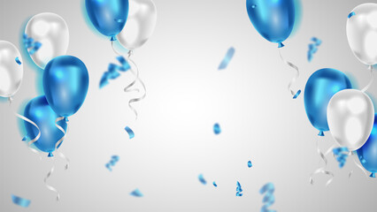 birthday balloons and blue confetty vector	