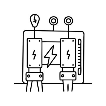 Hand Drawn Illustration of Electrical Power Distribution System Components