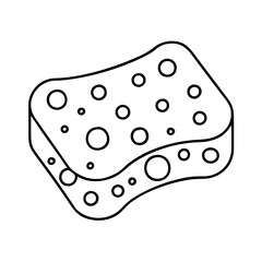 Cleaning Sponge Illustration Line Art Design Graphic Kitchen Bathroom Cleaning Supplies Household Item Domestic Chore Sponge for Washing Dishes