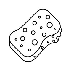 A Line Drawing of a Used Cleaning Sponge with Holes