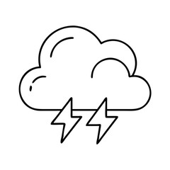 A Simple Line Drawing of a Thundercloud with Two Lightning Bolts