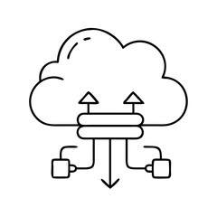 Cloud Computing Data Transfer Illustration Uploading and Downloading Files to the Cloud Server Network
