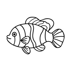 Adorable Cartoon Drawing of a Clownfish Ocean Animal