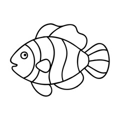 Adorable Cartoon Outline of a Clownfish a Vibrant Ocean Creature