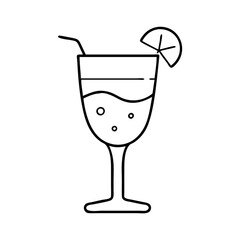 Refreshing Summer Cocktail Drink in Glass with Straw and Lime Garnish