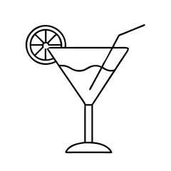Refreshing Summer Cocktail in a Martini Glass with a Straw and Orange Slice