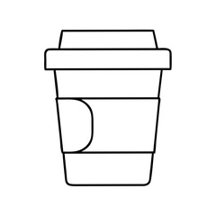 A Simple Line Drawing of a Disposable Coffee Cup with a Sleeve