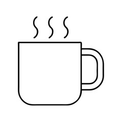 A Simple Line Drawing of a Mug of Hot Coffee or Tea with Steam Rising