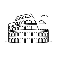 Naklejka premium Iconic Roman Colosseum Architectural Line Drawing Illustration
