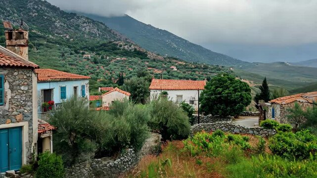 Exploring traditional architecture in the charming village of Pollonia, Greece, Greece island traditional greek village Pollonia