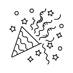 Party Popper with Stars and Confetti Celebration Illustration