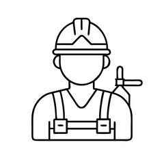 Construction Worker Icon Line Art Graphic Design Illustration Safety Hard Hat Worker Man
