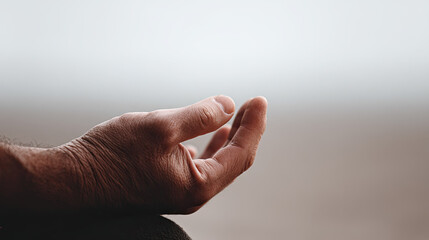 Meditative hand gesture in calm setting