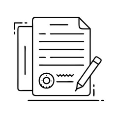 Important Document Signing Process with Pencil and Seal