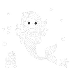 design coloring mermaid black color and cutline style