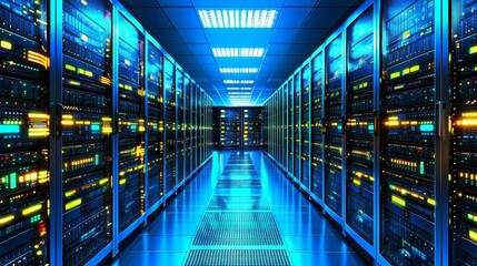 Obraz premium Cutting-edge data center hardware showcasing modern infrastructure.