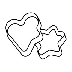 Obraz premium Heart and Star Shaped Cookie Cutters for Baking Sweet Treats