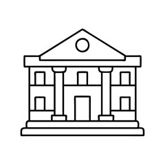 Classic Building with Columns and Pediment Architectural Structure Design Illustration
