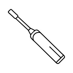 Line art illustration of a long slender medical instrument a probe or applicator