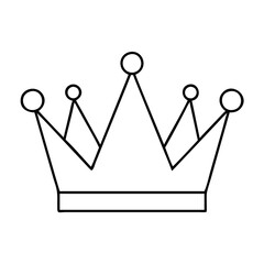 Simple Line Drawing of a King's Crown with Five Points and Round Decorations