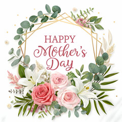  watercolor floral wreath encircling happy mother showing love  for mother day 