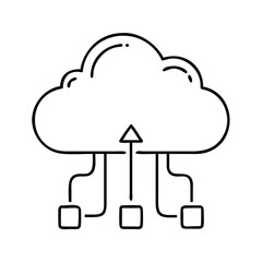 Cloud Computing Data Upload Network Architecture Diagram Illustration