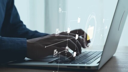 Business person managing online documents folders for efficient work processes. Ensure secure and quick access to all your important online documents with ease. UUID - Powered by Adobe