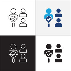 Business qualification icon. Worker recruitment icon. Professional sign. Icon symbol compatible for selection, management, certified worker, profile, employee, document. Vector illustration