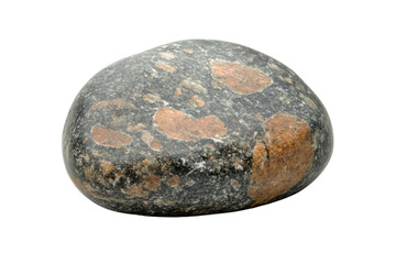 Fototapeta premium Smooth gray and brown speckled stone isolated on black background Detailed texture and color variations