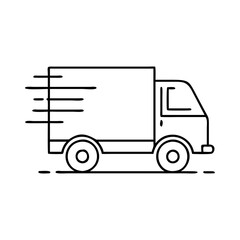 delivery truck icon, delivery truck line art - simple line art of delivery truck, perfect for delivery truck logos and icons