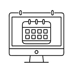 digital calendar icon, digital calendar line art - simple line art of digital calendar, perfect for digital calendar logos and icons