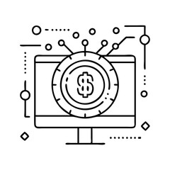digital coin icon, digital coin line art - simple line art of digital coin, perfect for digital coin logos and icons