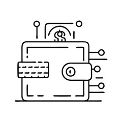 digital wallet icon, digital wallet line art - simple line art of digital wallet, perfect for digital wallet logos and icons