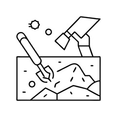 dig site icon, dig site line art - simple line art of dig site, perfect for dig site logos and icons