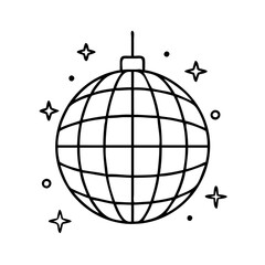 disco ball icon, disco ball line art - simple line art of disco ball, perfect for disco ball logos and icons