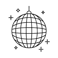 disco ball icon, disco ball line art - simple line art of disco ball, perfect for disco ball logos and icons