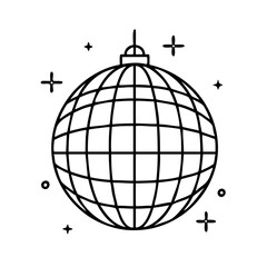 disco ball icon, disco ball line art - simple line art of disco ball, perfect for disco ball logos and icons