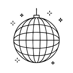 disco ball icon, disco ball line art - simple line art of disco ball, perfect for disco ball logos and icons