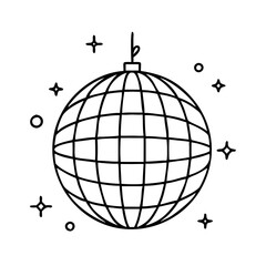 disco ball icon, disco ball line art - simple line art of disco ball, perfect for disco ball logos and icons