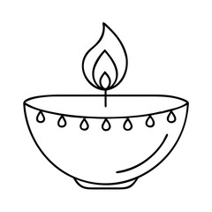 diya lamp diwali icon, diya lamp diwali line art - simple line art of diya lamp diwali, perfect for diya lamp diwali logos and icons
