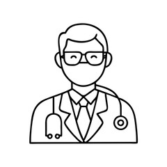 doctor icon, doctor line art - simple line art of doctor, perfect for doctor logos and icons