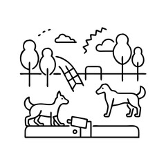 dog park icon, dog park line art - simple line art of dog park, perfect for dog park logos and icons
