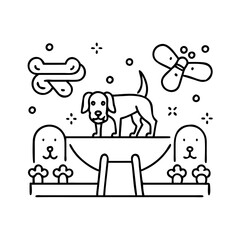 dog park icon, dog park line art - simple line art of dog park, perfect for dog park logos and icons