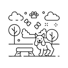 dog park icon, dog park line art - simple line art of dog park, perfect for dog park logos and icons