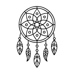 dreamcatcher icon, dreamcatcher line art - simple line art of dreamcatcher, perfect for dreamcatcher logos and icons